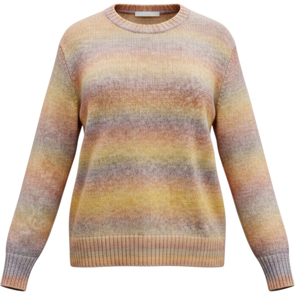 J.Crew Womens XL Ombre Space Dye Cotton Blend Crewneck Sweater Sunset Multicolor